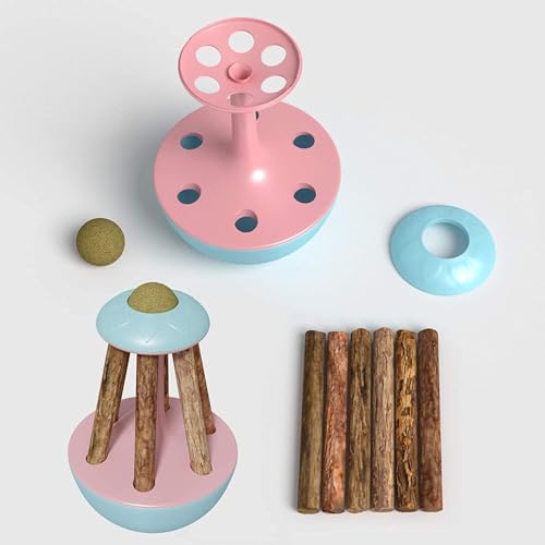 Image of cature Care by Nature Interactive Cat Catnip Toy - Cat Tumbler Toy With Catnip Ball And Silvervine Stick, Teeth Cleaning Chew Toy For Kitten, Fun Toy For Cat Exercise & Molar Tools (Multi Color)