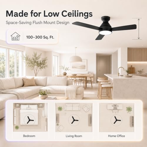 RDHFATL Ceiling Fan with Light 42 Inch Flush Mount Remote 3CCT 6 Speed - image 8