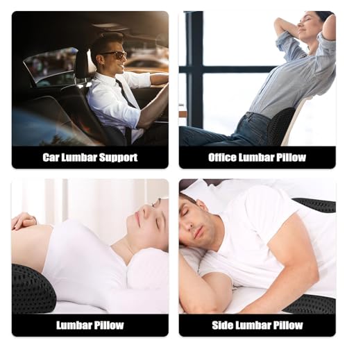 Miniatura 7 de Eproicks Cojin Lumbar, Cojín Lumbar Dormir, Cojín Lumbar Cama, Almohada Lumbar Para Coche, Silla Oficina, Cama, Sofa Soporte Lumbar Negro
