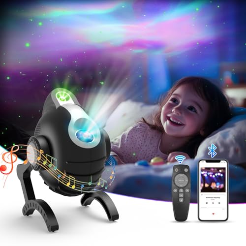 Galaxy Projector, Robot Dog Star Projector Built-in Bluetooth Speaker, Night Lights LED Star Projector for Kids Adults, White Noise Aurora Projector for Home Decor/Relaxation/Party/Music/Gift (Black)