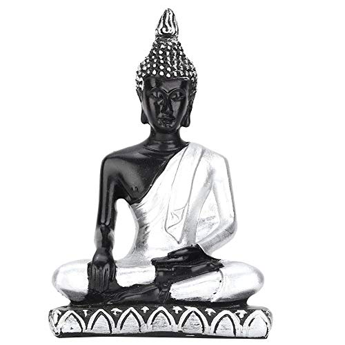  Atyhao Statua del Buddha, meditando Statua del Buddha seduto Statuetta Sud-est asiatico Statua del Buddha Ornamento in resina(Argento)