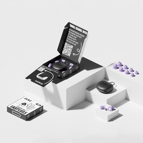 Image of Zenz Unwind Pro Ear Plugs for Sleeping, Soft Silicone Reusable Earplugs for Snoring, Yoga, Reading & Travel, 35dB Noise Reduction, 4 Sizes XS /S /M /L, Secure Fit with Case (Nebula Purple, One Size)