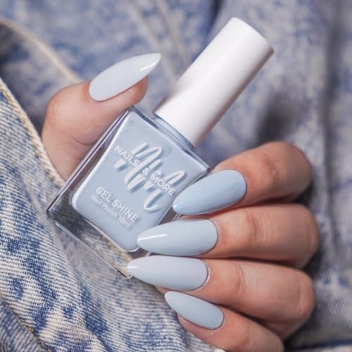 Image of Nails & More Baby Blue Nail Polish, Argan Oil-Infused Gel Shine, Soft Blue Nails, Pastel Nail Color | 10ml