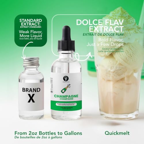 Image of Dolce Flav Natural Champagne Extract |2 Oz. | Alcohol-Free Baking Flavor Concentrate for Cakes, Frosting & Sparkling Drinks - Professional Strength Food Grade Flavoring