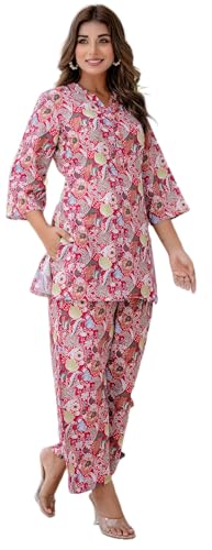Image of Yashika Women Trendy Printed Cotton Blend Straight Kurta and Palazzo Set