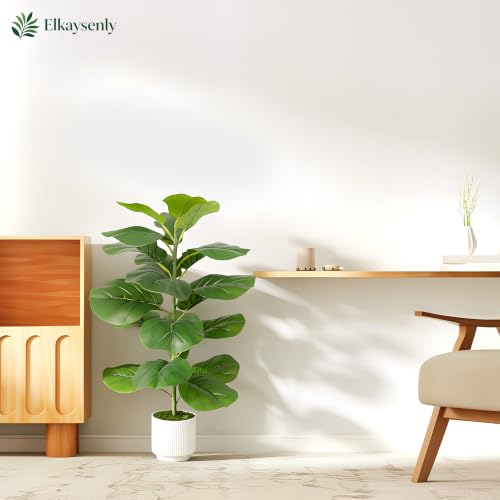 Elkaysenly 2 Pcs 30" Fake Plants Fiddle Leaf Fig Tree,Faux Plants Indoor&Outdoor,Plants Artificial Decor for Home Office Decorations - image 4