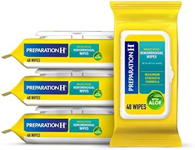 Preparation H Hemorrhoid Flushable Wipes with Witch Hazel for Skin Irritation Relief - 48 Count (Pack of 4)