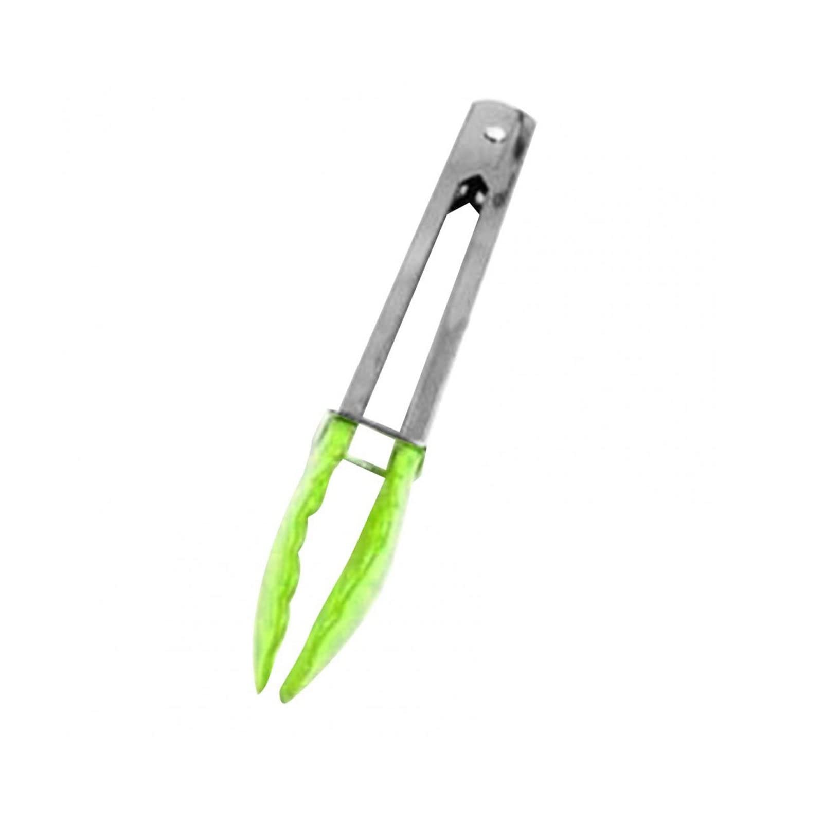 JINGYAN Pinces de service 1pcs BBQ Tongs Ergonomic Handle Heat Resistant Metal Food Serving Grill for kitchen accessories(Green)