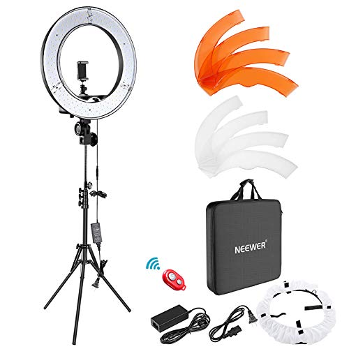 Neewer 18-inch Ring Light with Stand Kit: 55W Dimmable LED Ring Light with Soft Diffuser, Filter, Stand, Soft Tube, Phone Holder and Carrying Bag for Beauty Makeup,Live Streaming