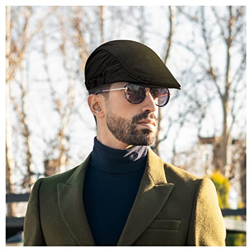 Funincrea Adjustable Men Flat Cap, Cotton Newsboy Hats Gatsby Ivy Irish Hats, Breathable Beret Cabbie Hat For Golf Driving Hunting (Black) #TOP4
