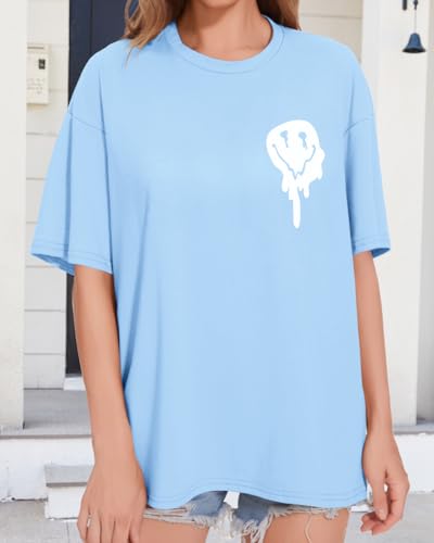 ADOREJOY Oversized Tshirts for Women Crewneck Summer Short Sleeve Loose Graphic Basic Tees3