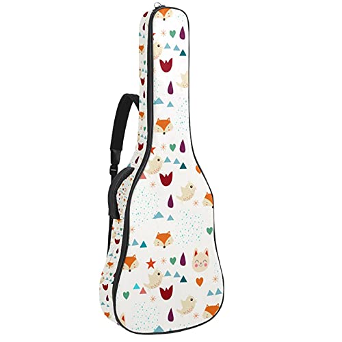 Housse de guitare acoustique oiseaux et renards avec bretelles sac à dos pour le voyage