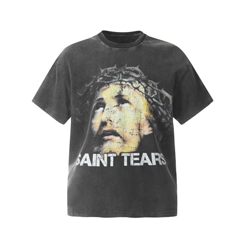 Men's Saint Jesus Christ Graphic Tee Vintage Print Resurrection