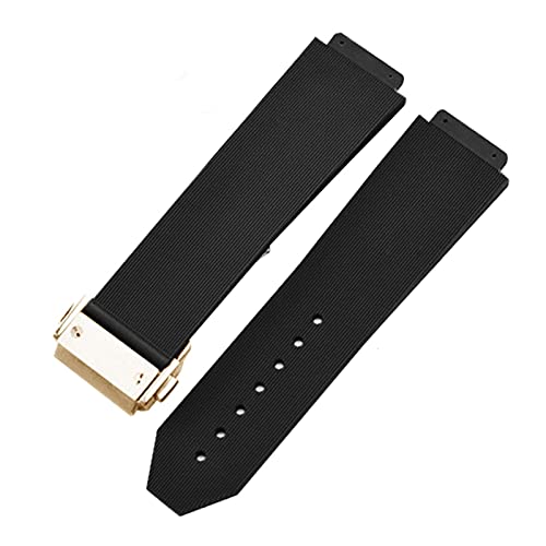 Bracelet montre silicone 22mm noir boucle pliable caoutchouc bande accessoires de rechange