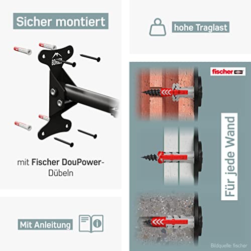 Borgen Fahrrad Wandhalterung klappbar - Fahrradhalterung Wand bis 20kg Tragfähigkeit - Winkel und Wandabstand einstellbar - extra softe Polsterung - Fahrradaufhängung Wand für MTB, Rennrad, E Bike
