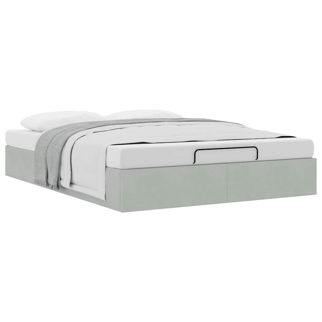 Festnight Cama Canapé Tapizado 140 x 200 cm con Somier y Almacenamiento Abatible Gris Claro