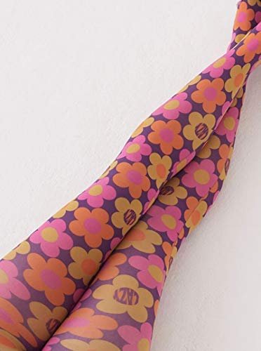 Image of Vintage 60s Printed Funky Tights for Women Y2K Tie Dye Mesh Pantyhose Skinny Body Shaping Leggings Streetwear