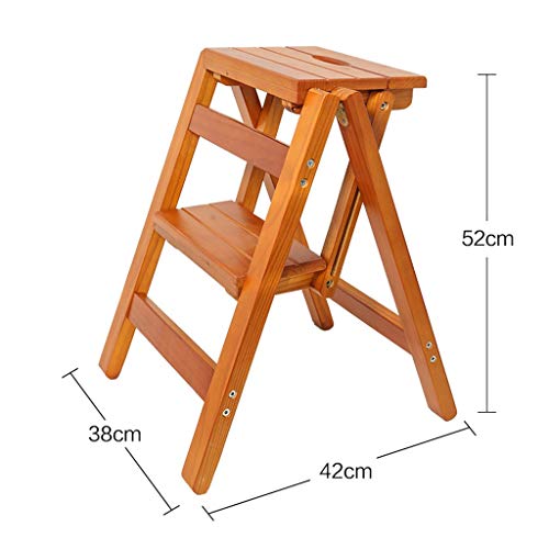 Tabouret double usage et petite échelle 3 étapes en bois pliant - 3