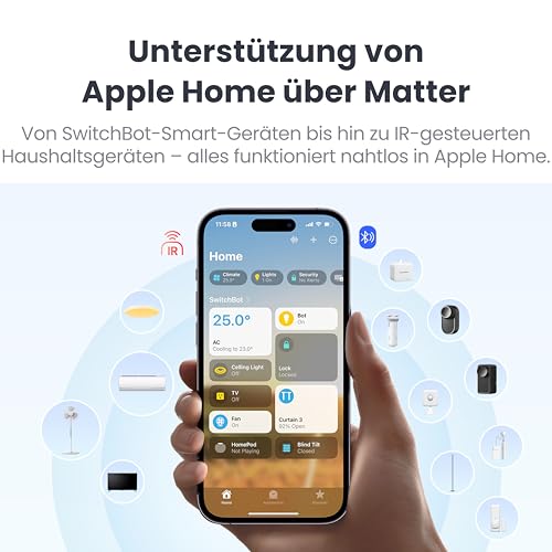 SwitchBot Hub Mini Matter, Intelligenter IR Blaster Hub, Kompatibel mit Alexa/Google Home/Apple Home, Steuert Klimaanlage, IR-Geräte per App oder Sprache, Verbindet SwitchBot Geräte, Nur 2.4GHz WLAN