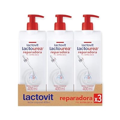 Lactovit Lactourea Leche Corporal Reparadora para Pieles Normales y Extra secas con Urea ProLactic 10  Hidratación y Reparación Intensiva con Efecto Barrera  Absorción Inmediata - Pack de 3 x 400 ml