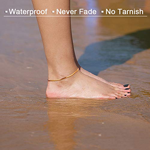 Gold Anklets for Women Waterproof,18K Gold Plated Anklet for Women Snake Chain Link Dainty Ankle Bracelets Summer Beach Jewelry3