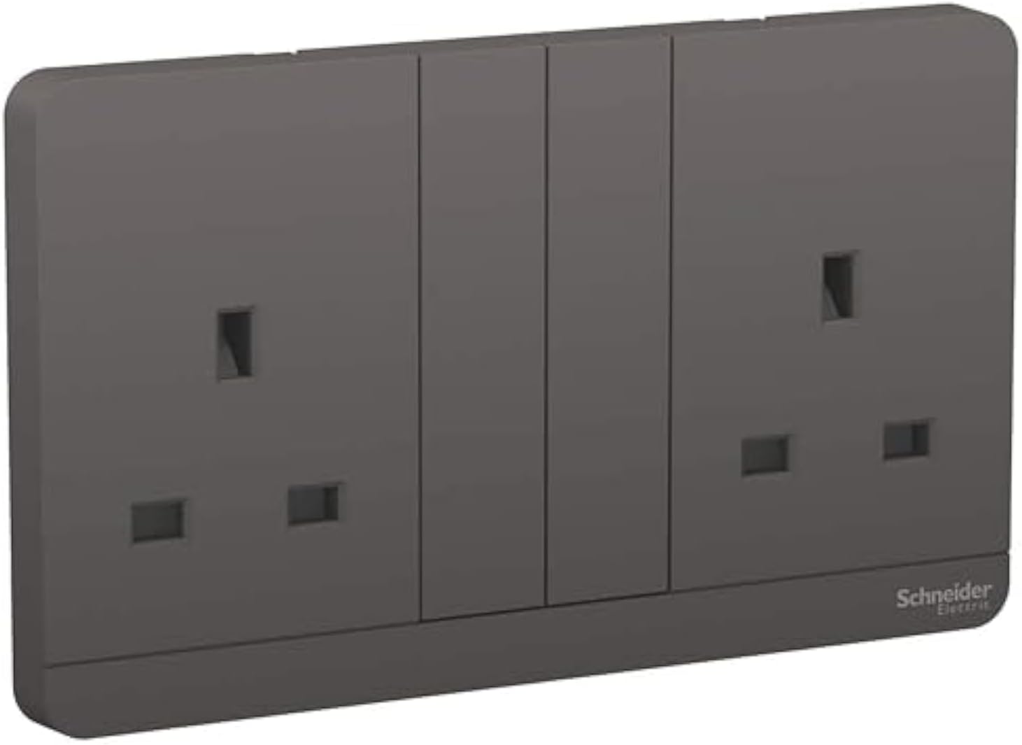 Schneider Electric E83T25_DG_G12 3P Double Switch Socket with Shutter (13Amps,250V, Dark Grey)