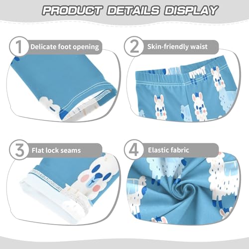 Bolaz Toddler Girls Leggings Printed Yoga Pants Leggings Alpaca Blue Background for Kids3