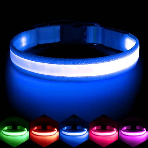 Vizpet LED Dog Collar, Light Up Dog Collar Adjustable USB Recharg...