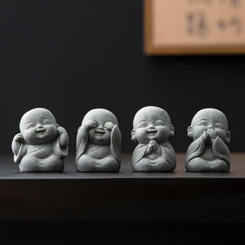 Set 4 Figuras Buda Sonriente Pequeñas para Decoración miniatura 3
