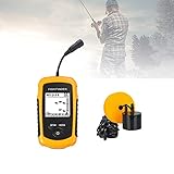 Hcyx Tragbarer Fischfinder Handheld-Kajak-Fischfinder Kabelgebundener Fisch-Tiefensucher Sonar-Sensor-Geber für Bootsangeln Meeresfischerei
