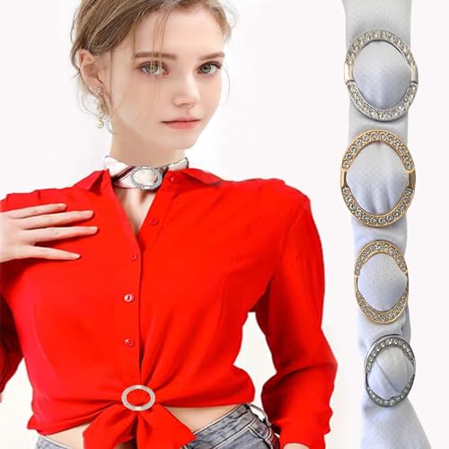 Image of WULI PEACH Silk Scarf Ring Clip Buckle, Crystal Rhinestone Oval Buckles Scarf Jewerly Rings and Slides for Neckerchief (Oval shape 2)