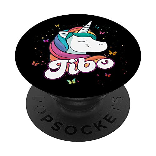 TIBO - Cute Boy Name with beautiful Unicorn PopSockets Swappable PopGrip, Black