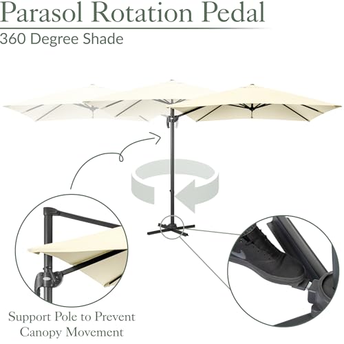 Christow 2.5M Square Cantilever Parasol, Hanging Banana Umbrella, Outdoor Patio Garden, Uv-Resistant, Tilt & Rotate - 4