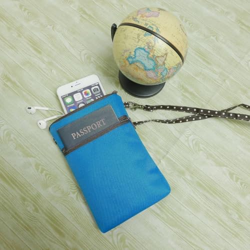 Image of Tainada Women Crossbody Shoulder Travel Zippered Wallet Purse Clutch Cell Phone Bag w /Detachable Strap (Sky Blue)