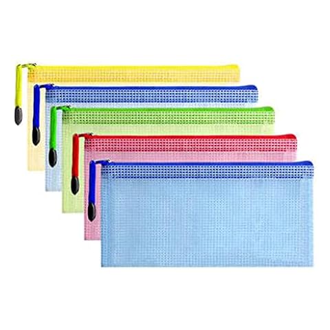5PCS A6 Small Zipper Envelope Document Storage Pouch Bag，Zipper Mesh Pouch, Waterproof Zipper File Bags，Multipurpose Travel Bags for Office Supplies Cover