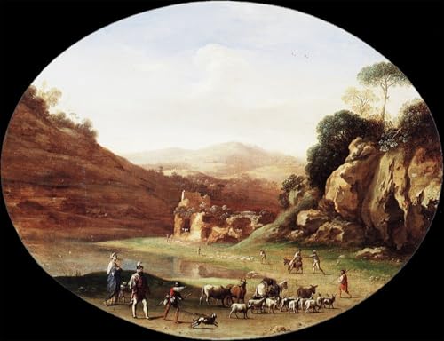 Impression wall art Vallée avec ruines Van Poelenburgh, tableau de maître 60x90