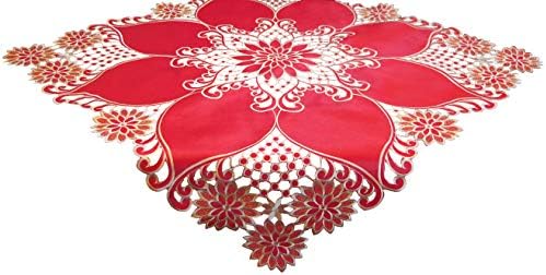 EcoSol Designs Embroidered Table Topper Centerpiece (33"x33", Red Lily)