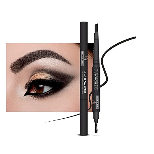 Image of Half N Half Eye Brow Artist Long Lasting Automatic Eyebrow Pencil & Brush | Sleek spoolie brush | Long-Lasting & Natural looking results | retractable pencil easy to use | Perfect arch - Black