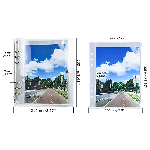 Fichário de PVC branco transparente Kpop folha solta 6 anéis de largura A5 suporte para cartões foto