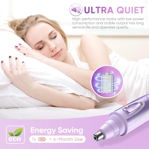 Image of Ear and Nose Hair Trimmer Clipper - 2026 Professional Painless Eyebrow & Facial Hair Trimmer for Men Women, Battery-Operated Trimmer with IPX7 Waterproof, Dual Edge Blades for Easy Cleansing Lavender