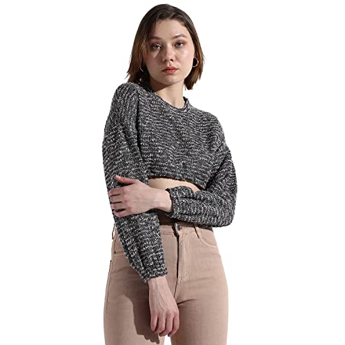 Image of Campus Sutra Women's Regular Fit Tops (SUMCS23 CSWAWCT53002 Grey S)