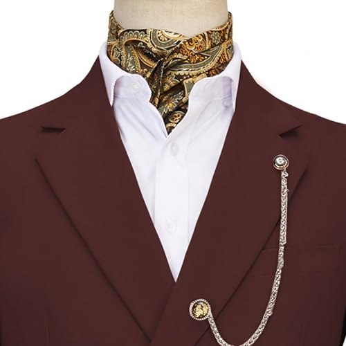 Image of Men's 2 Piece Suit with Metal Clasp Slim Fit Suit Stylish Business Pants Casual Wedding Grooms Tuxedo Suit