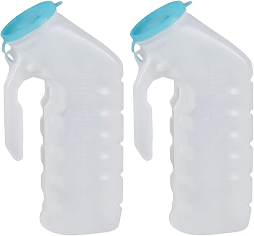 Miniatura 8 de Urinario masculino con cubierta que brilla en la oscuridad 32 onzas, paquete de 2 Botellas portátiles para orina para hombres utilizadas para