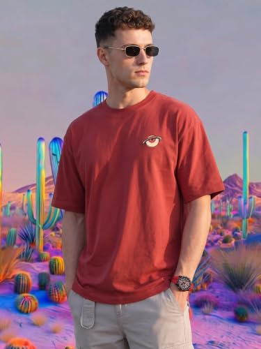 Image of Veirdo Men Bold Front & Back Printed Oversized Fit T-Shirt for Men, Cotton Fabric, Drop-Shoulder Streetwear Casual Graphic Tee, Stylish & Comfortable (OS VD APX SW S)