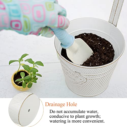 Miniatura 4 de Citétoile Juego De 4 Macetas Colgantes Para Balcón, Grandes Con Ganchos, Orificio De Drenaje, Maceta Colgante De Metal Exterior Para Plantas, Flores, Macetas Para Colgar, Vintage, Color Blanco