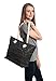 Metallic Fashion Beach Bag Tote with Zipper Top, Rope Handles, and Matching Pouch (Black with Metallic Silver)
