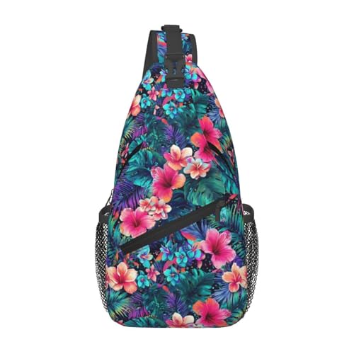 ZLKYSBU Hawaiian Sling Backpack,Fashion Shoulder Bags Adjustable Crossbody Chest Bag for Women Men Travel Hiking Daypack