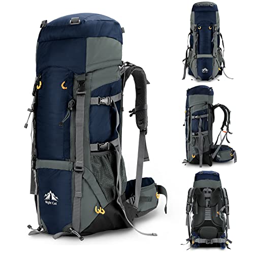 Night Cat Wanderrucksack 70L Rucksack: Trekkingrucksack Reiserucksack Herren Damen Atmungsaktiv für Camping Trekking Mountainering Klettern Fahrradreisen