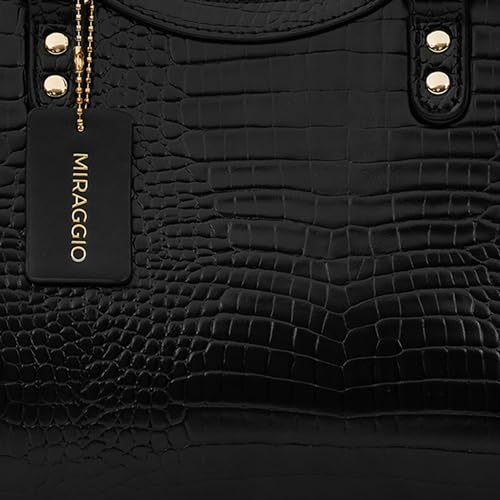 Image of Miraggio Willow Croc-Textured Handbag for Women with Detachable & Adjustable Sling /Crossbody Bag