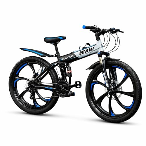 Image of X6 Series 21-Speed Gear Cycle for Men | Foldable 26-Inch Bicycle with Alloy 6-Spoke Mac Wheels, Dual Disc Brakes & Dual Suspension | City & Off-Road MTB Bike (Black 6 Spoke)
